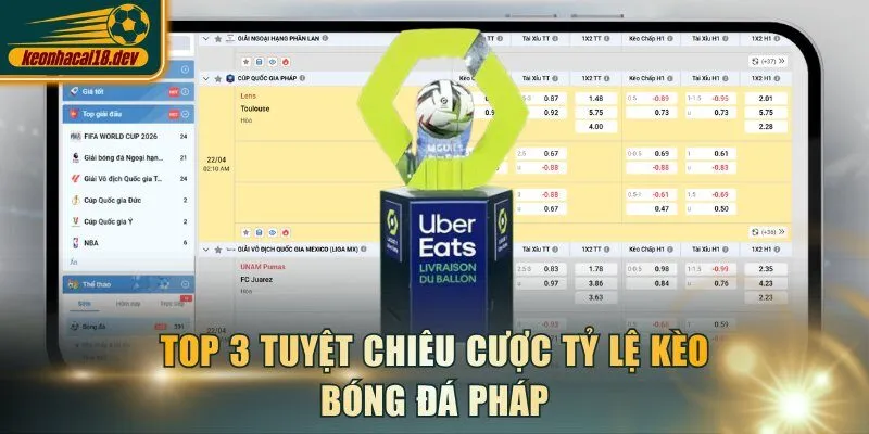 Top 3 tuyệt chiêu cược tỷ lệ kèo bóng đá Pháp